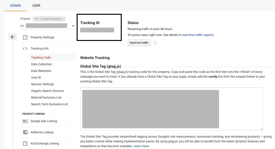 Google Analytics tracking ID