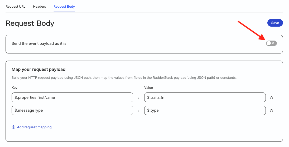 HTTP request body configuration