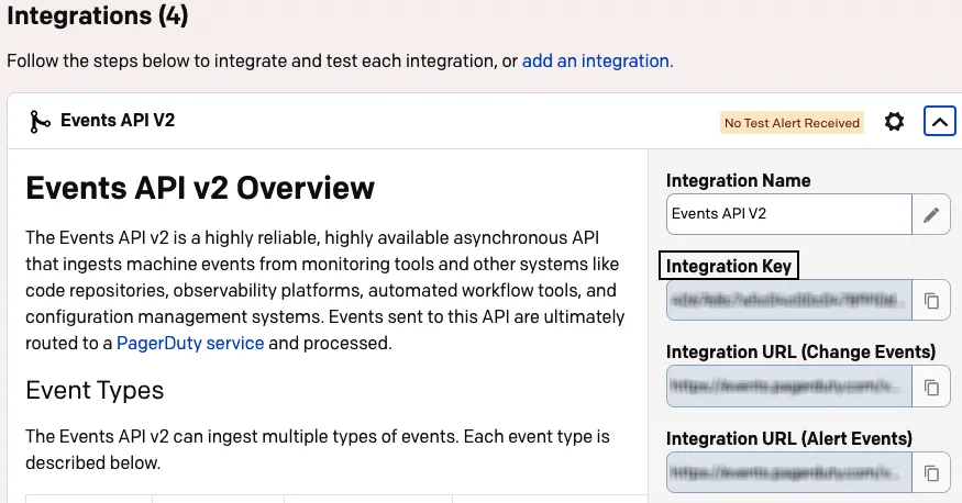 PagerDuty integration key