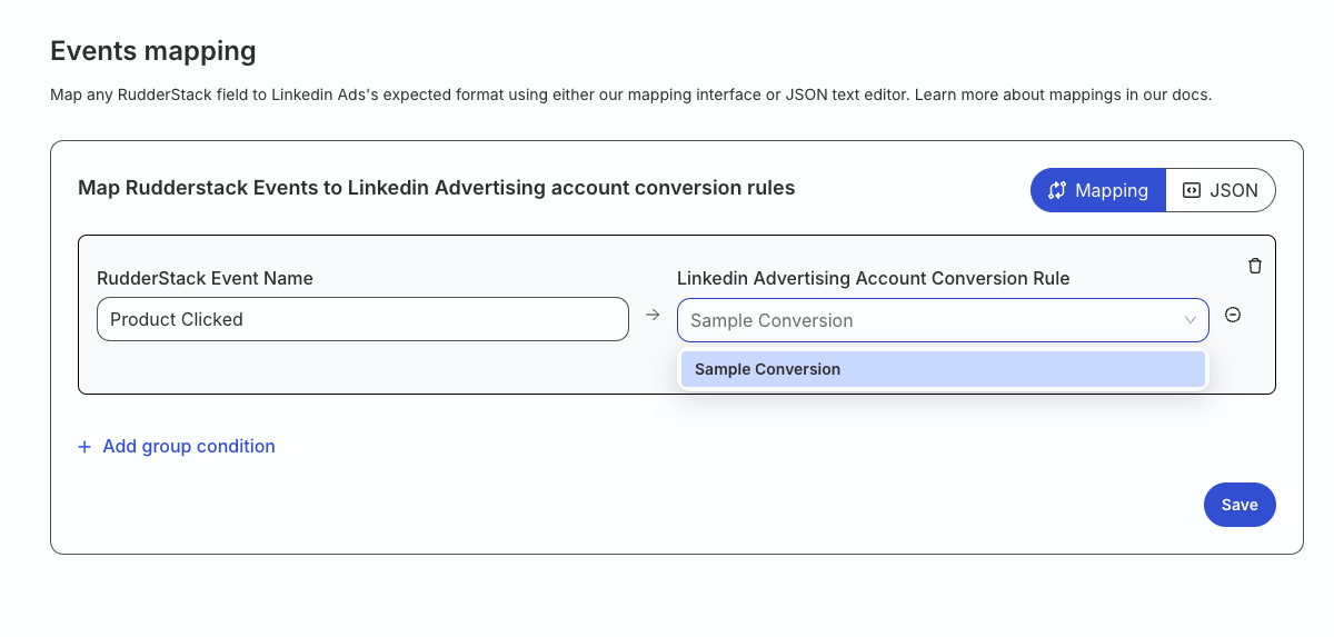 LinkedIn Ads event mappings