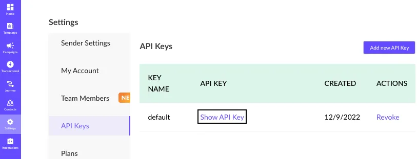 Mailmodo API key