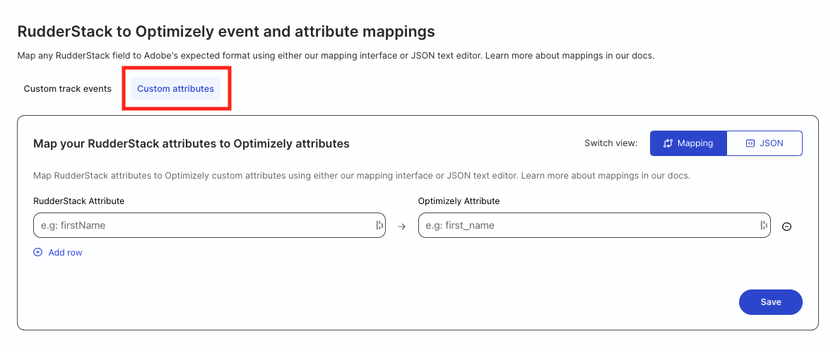 Optimizely Feature Experimentation attribute mapping