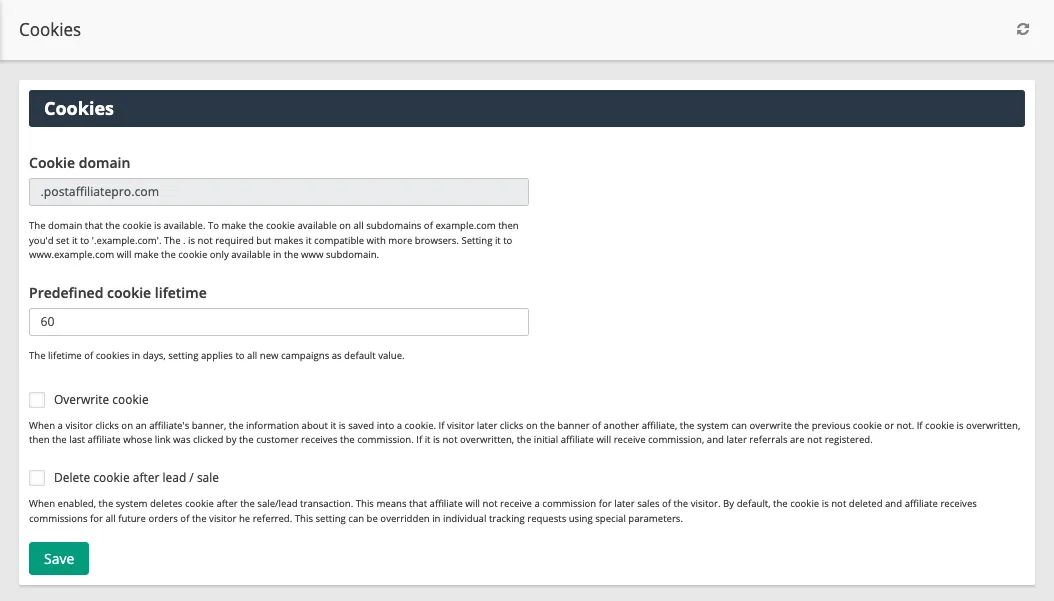 Post Affiliate Pro cookie domain setting