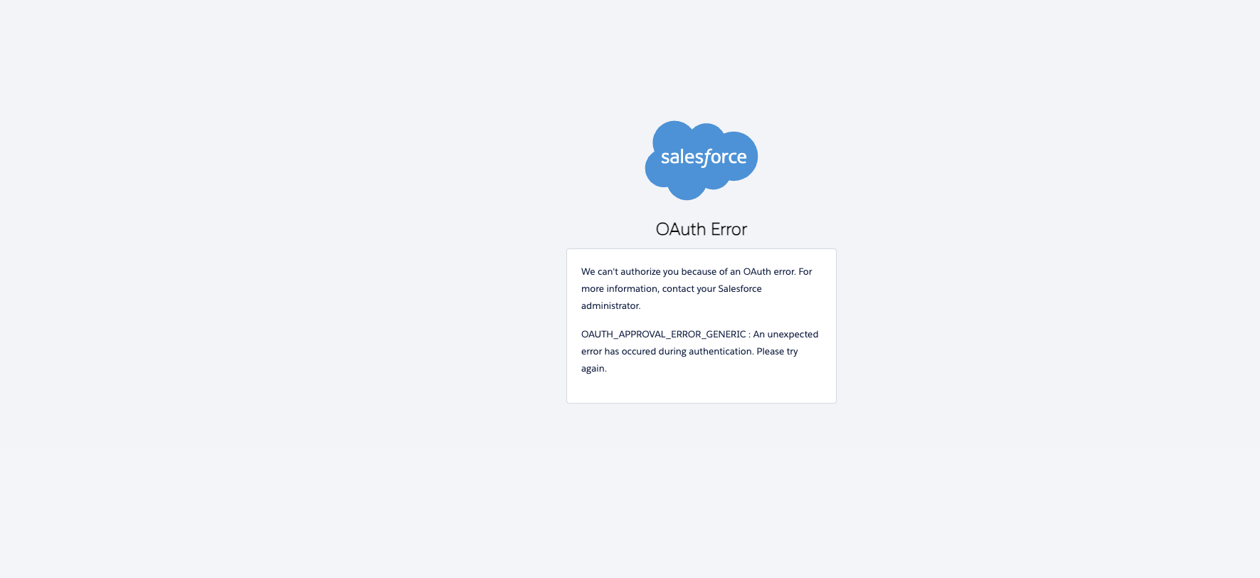 Salesforce OAuth error