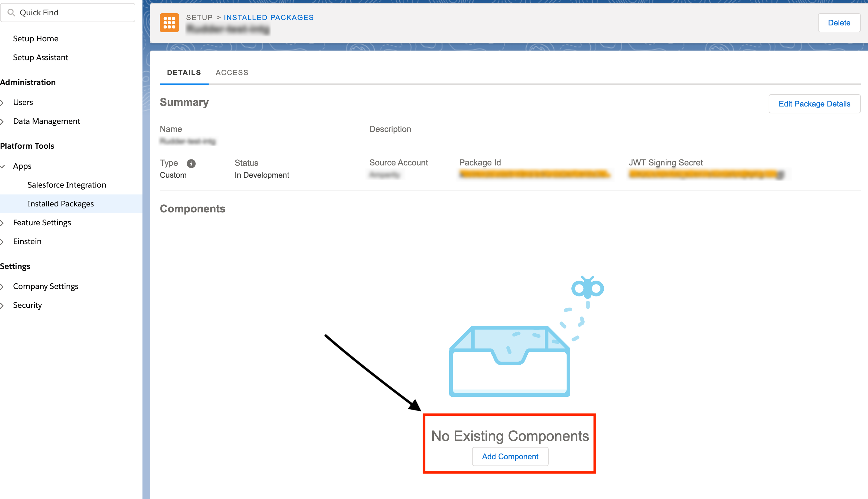 Add new component in SFMC package