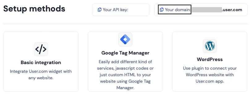 User.com connection settings