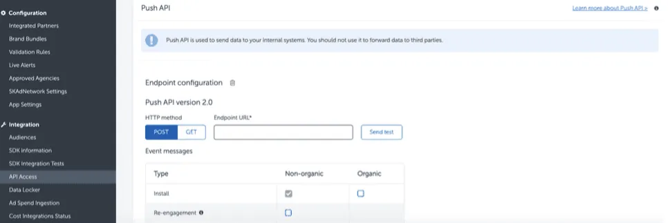 AppsFlyer dashboard