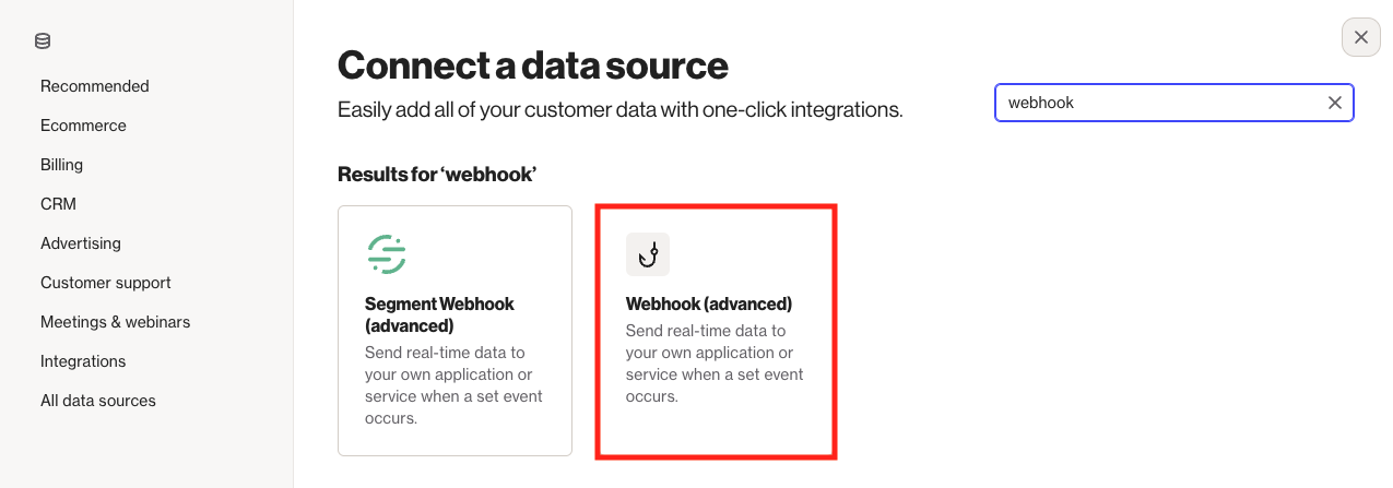 Add webhook source in Ortto