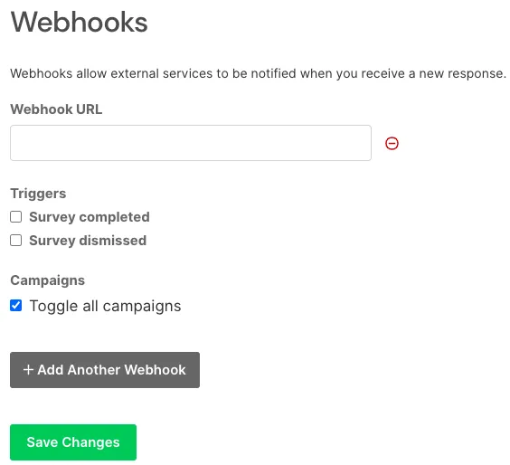 SatisMeter source webhook URL