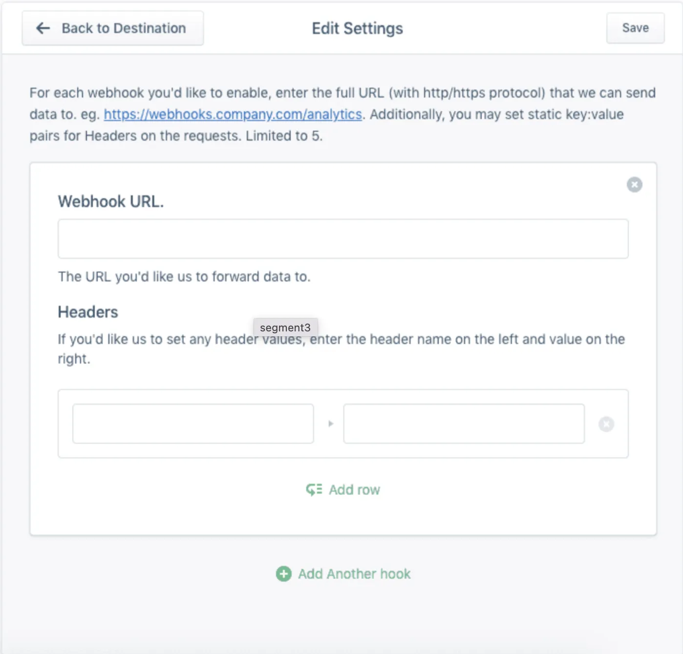 RudderStack webhook URL setting in Segment
