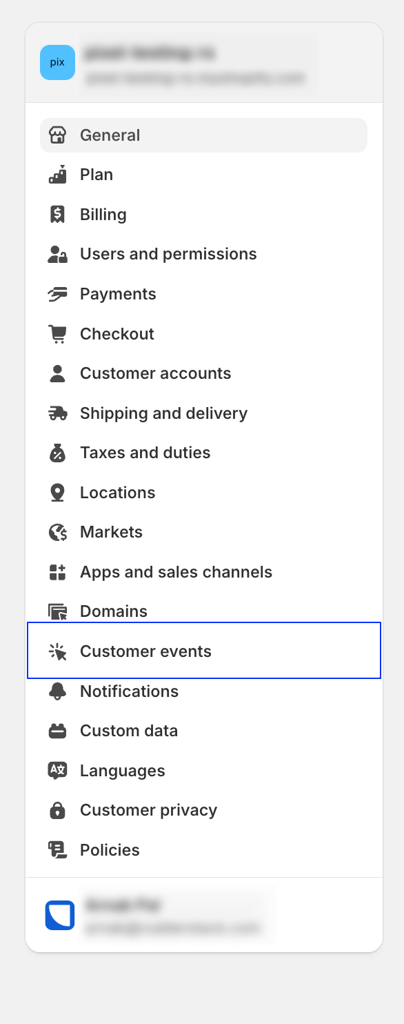 RudderStack Pixel settings Customer Events