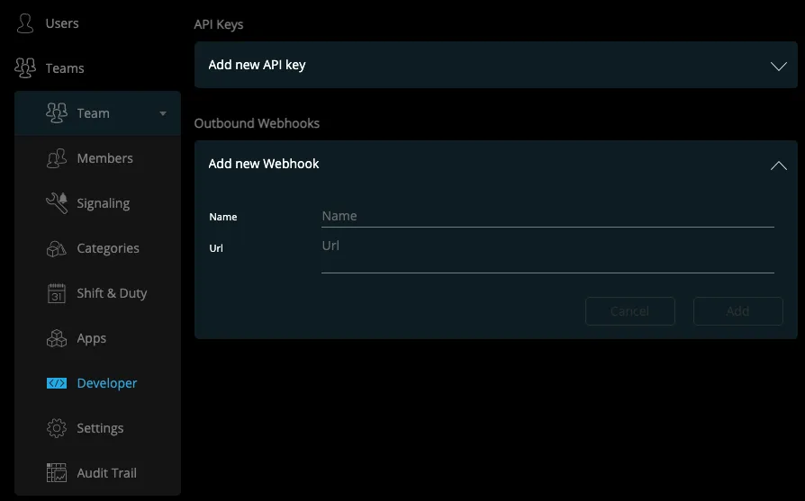 SIGNL4 source webhook URL