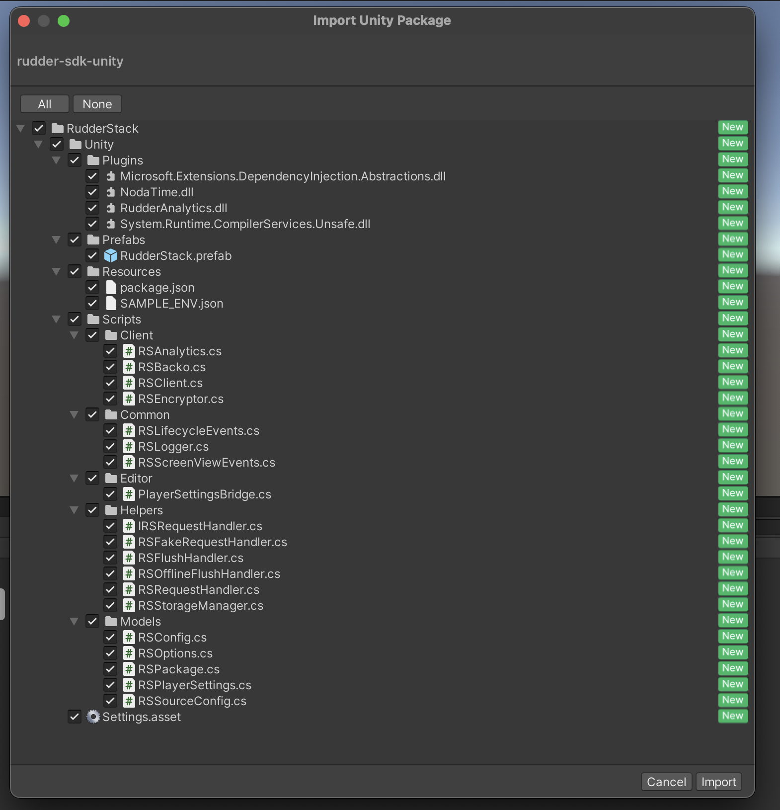 Import popup