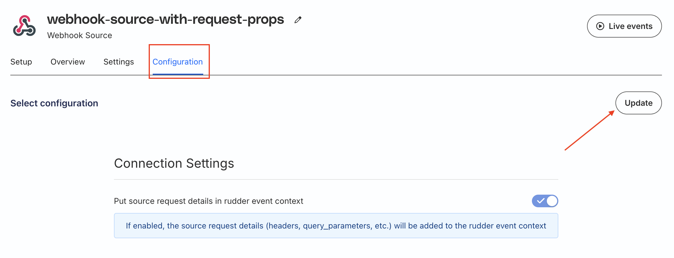 Update webhook connection settings