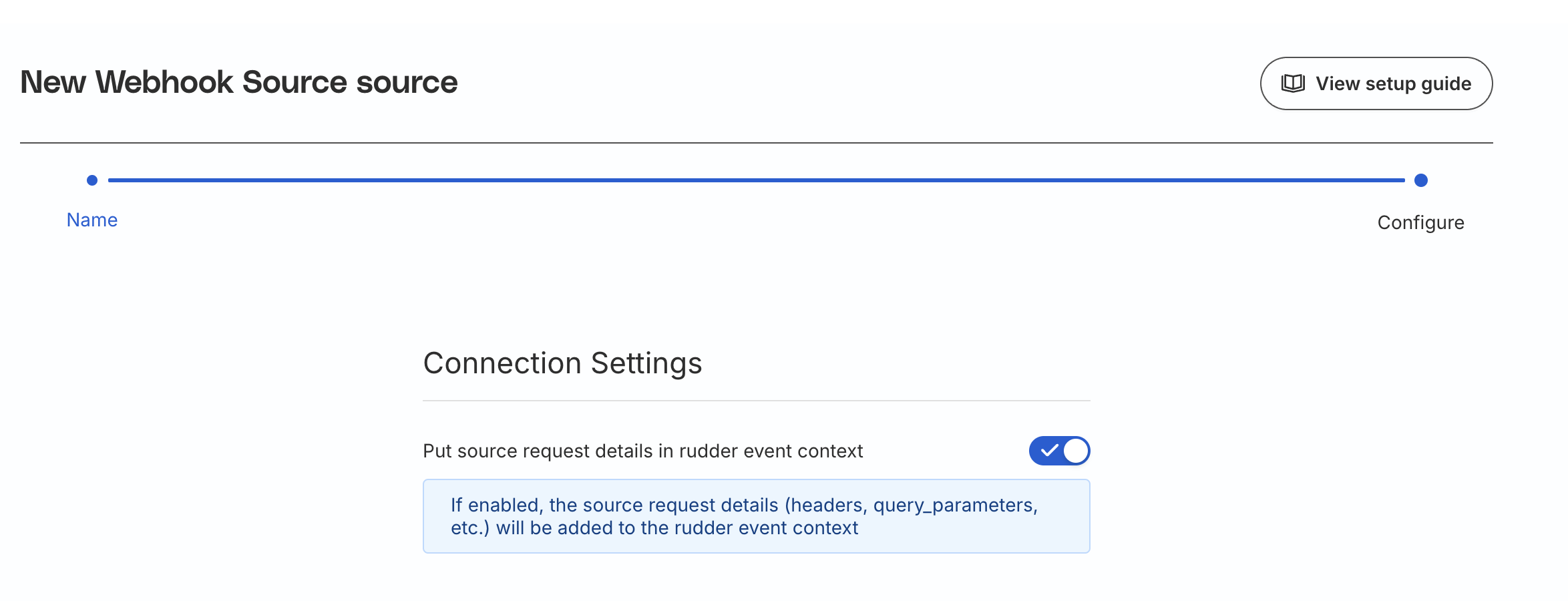Webhook connection settings