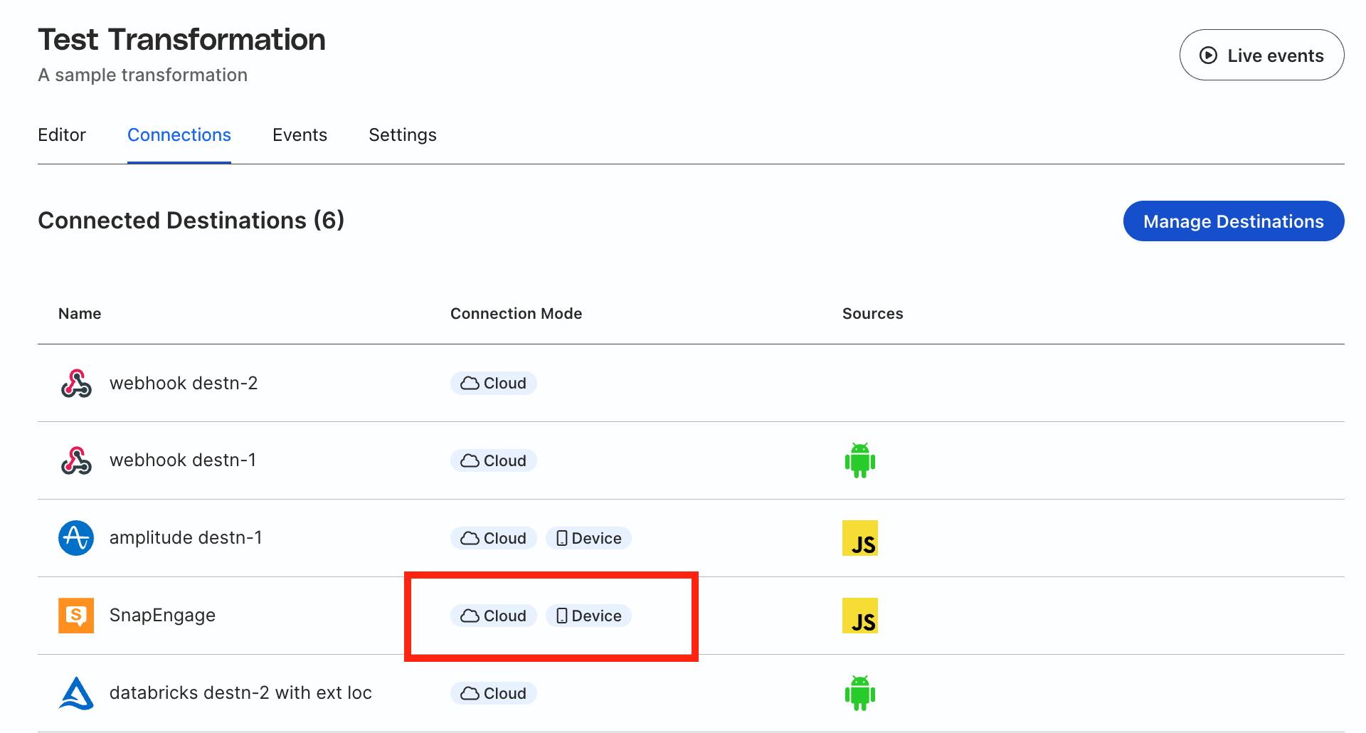 Confirm device mode transformation connection
