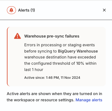 Active alerts for resource