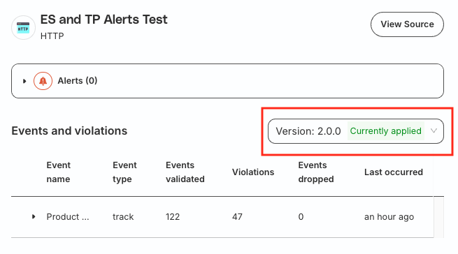 Filter metrics by tracking plan version