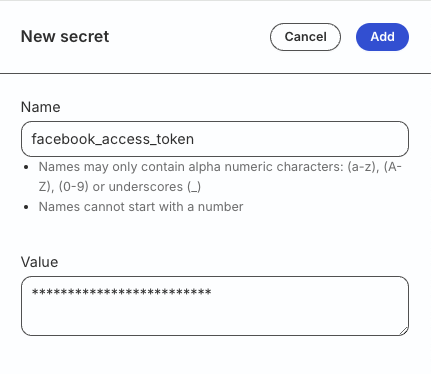 Create secret in credential store