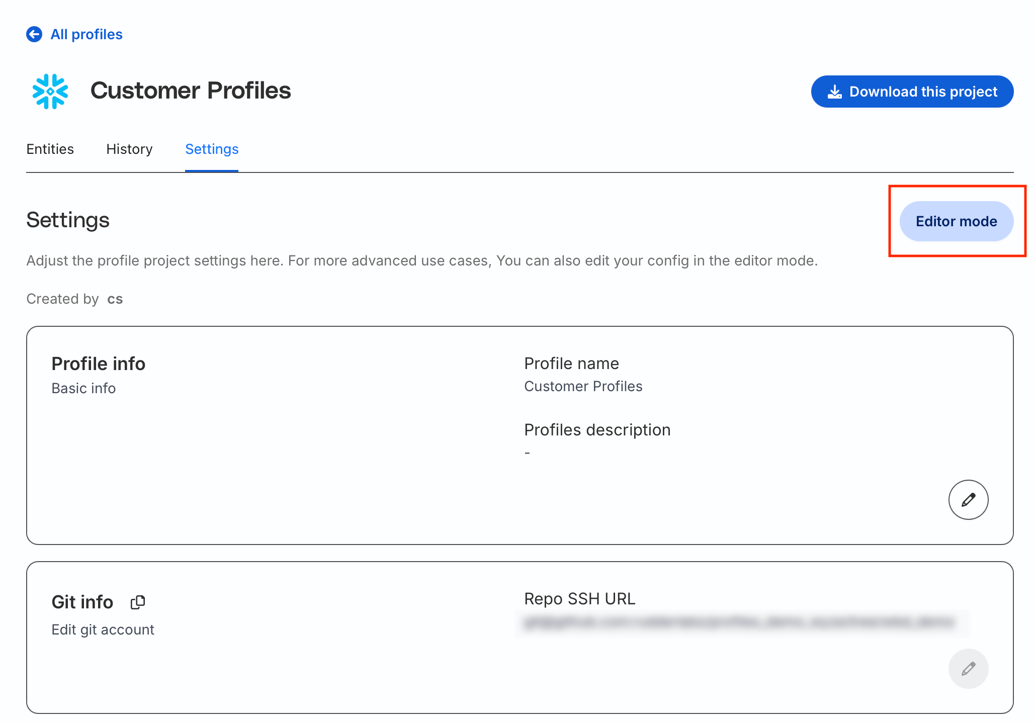 Editor mode for Profiles IDE
