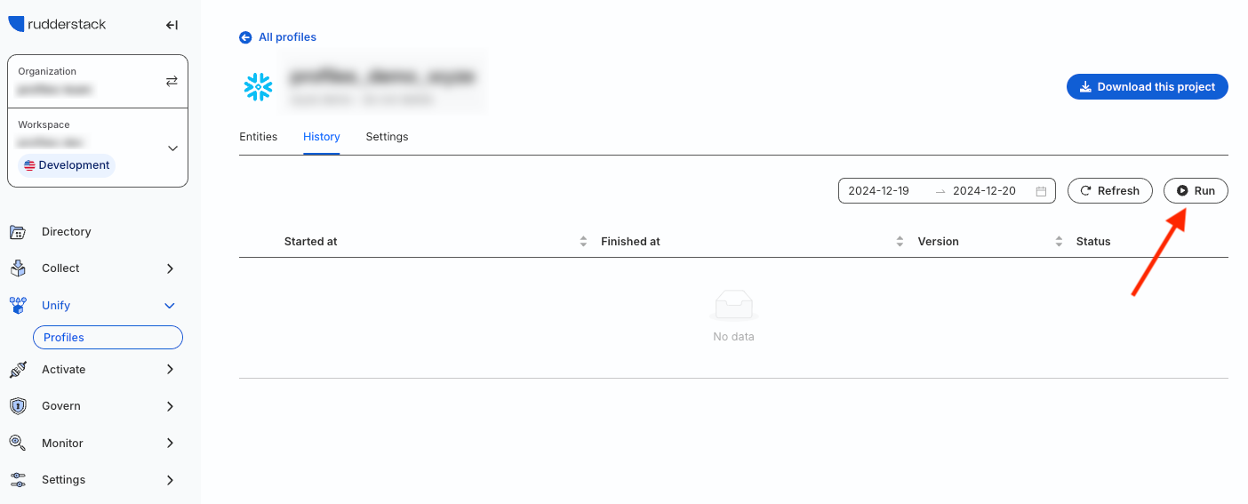 Schedule Profiles project run manually