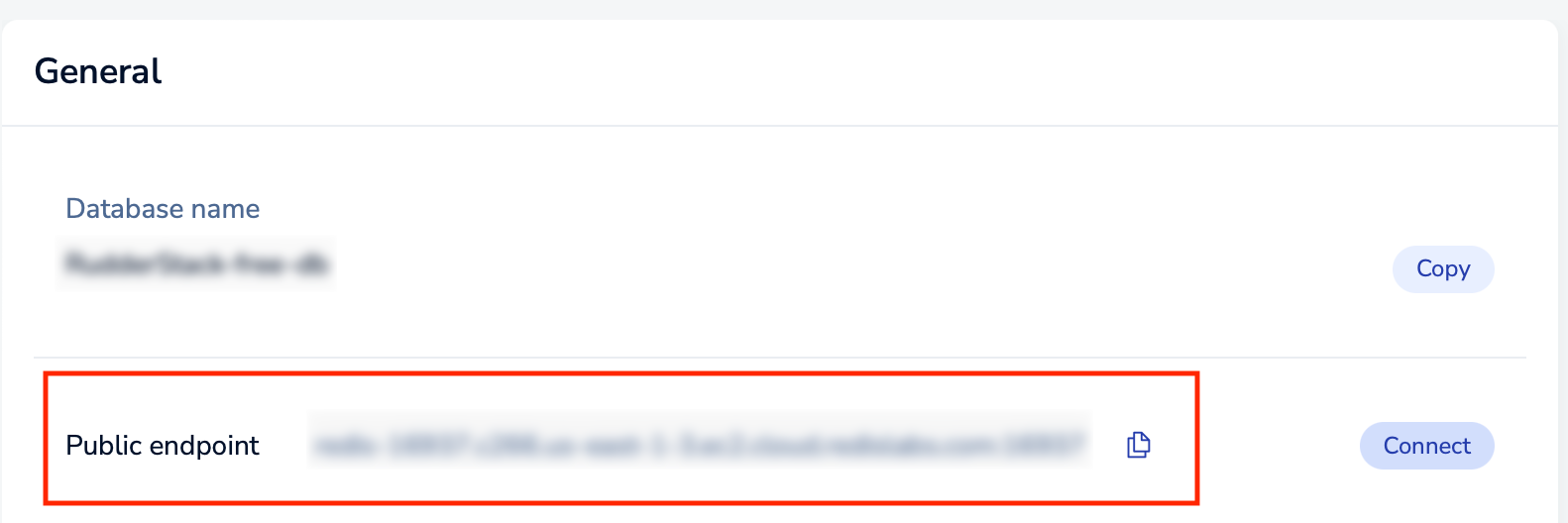 Redis database public endpoint