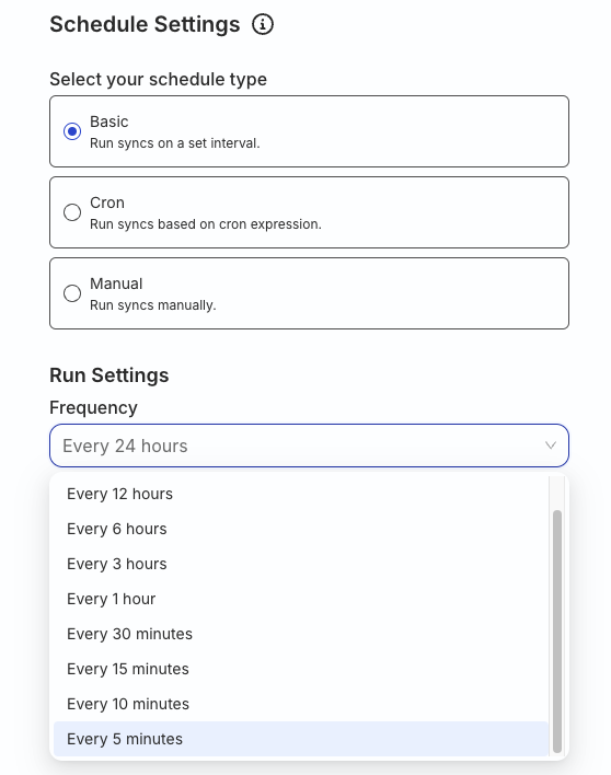 Basic schedule settings