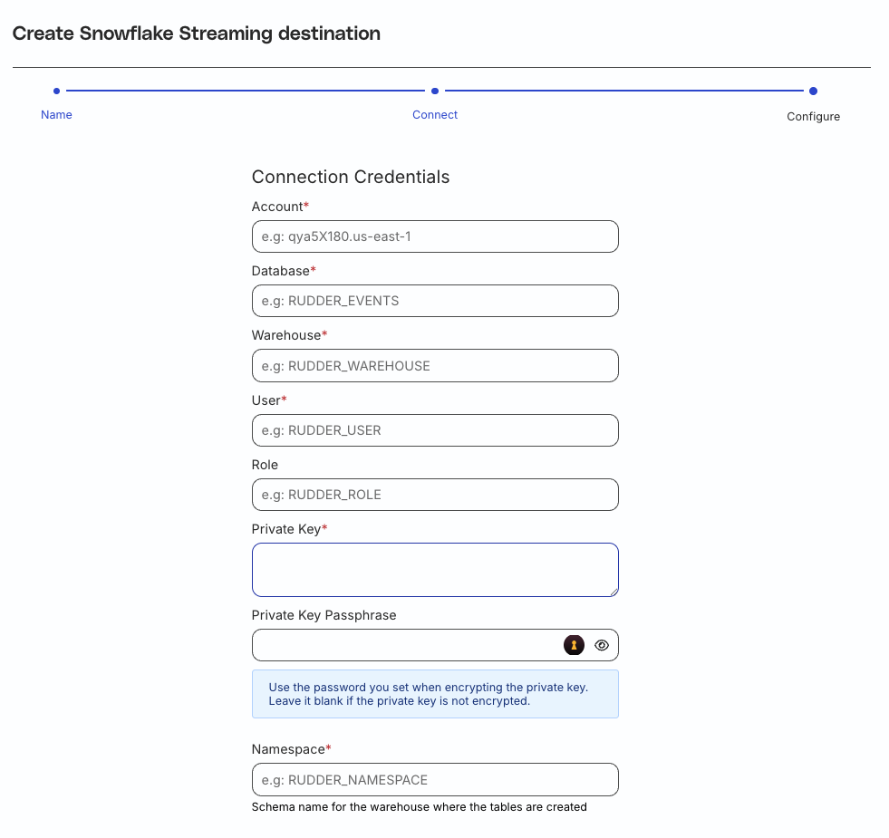 Input Destination Configurations and Credentials