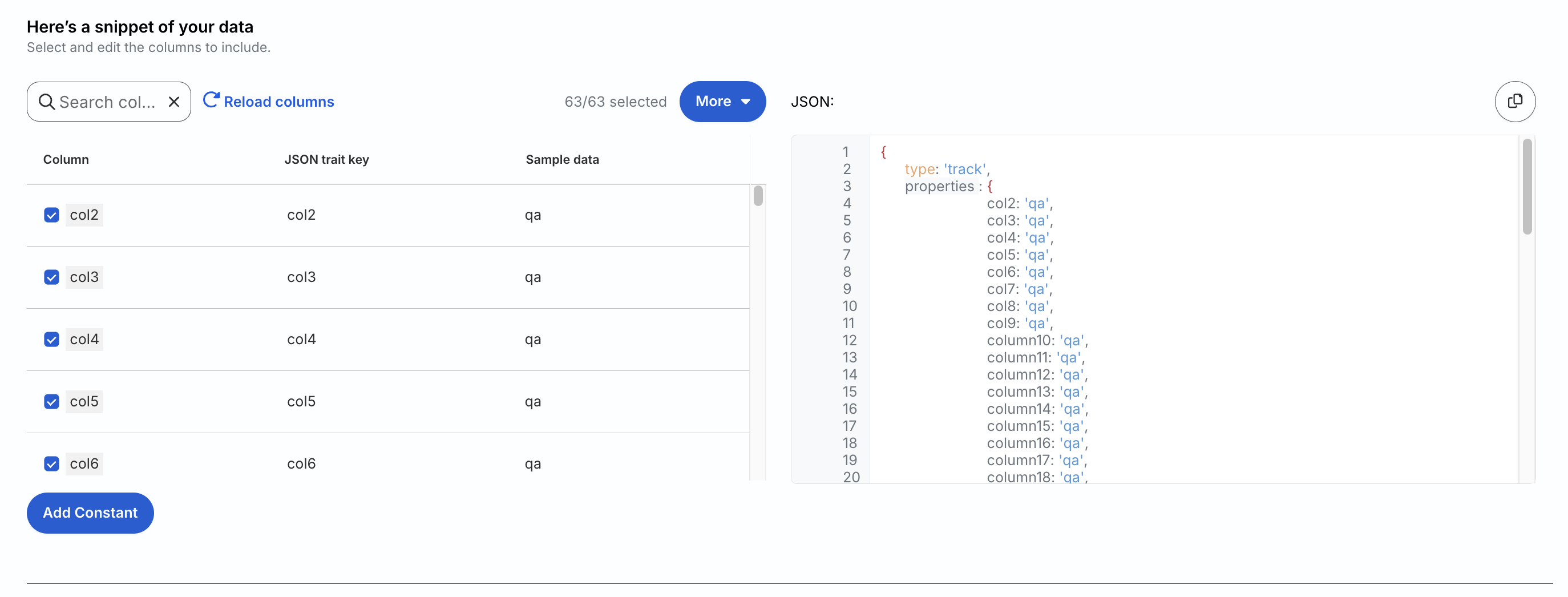 JSON data preview