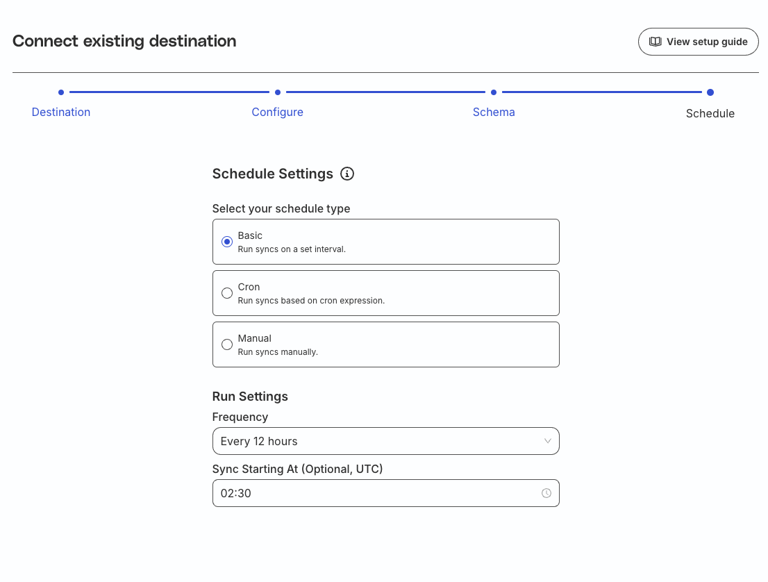 Sync schedule