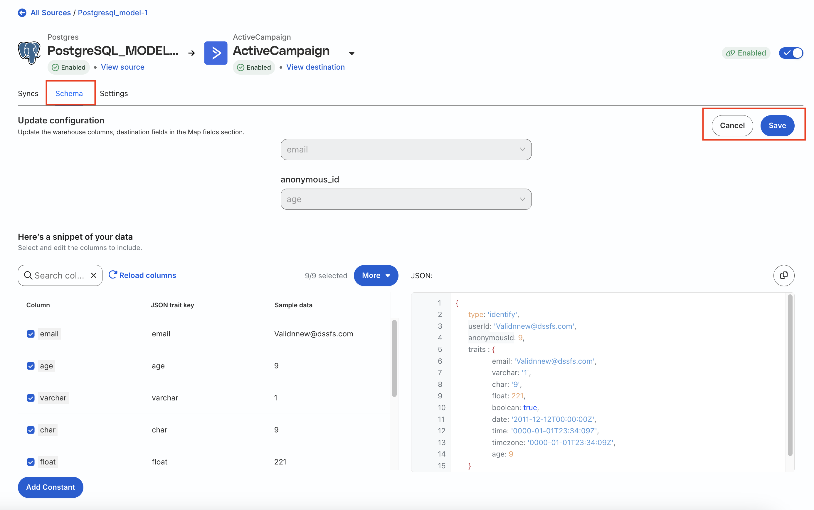 Update JSON mappings