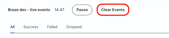 Clear Events button