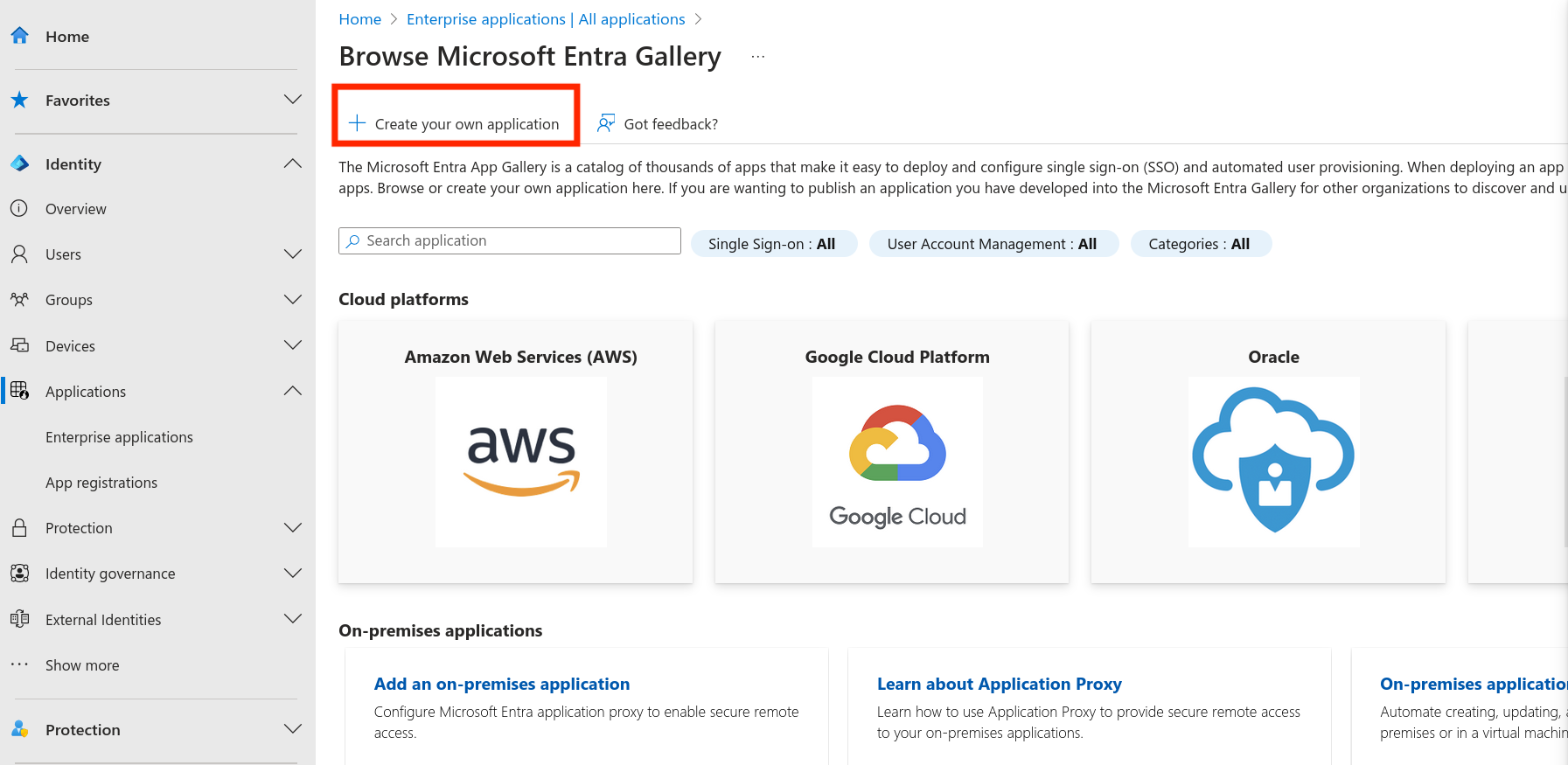 Create your own application option