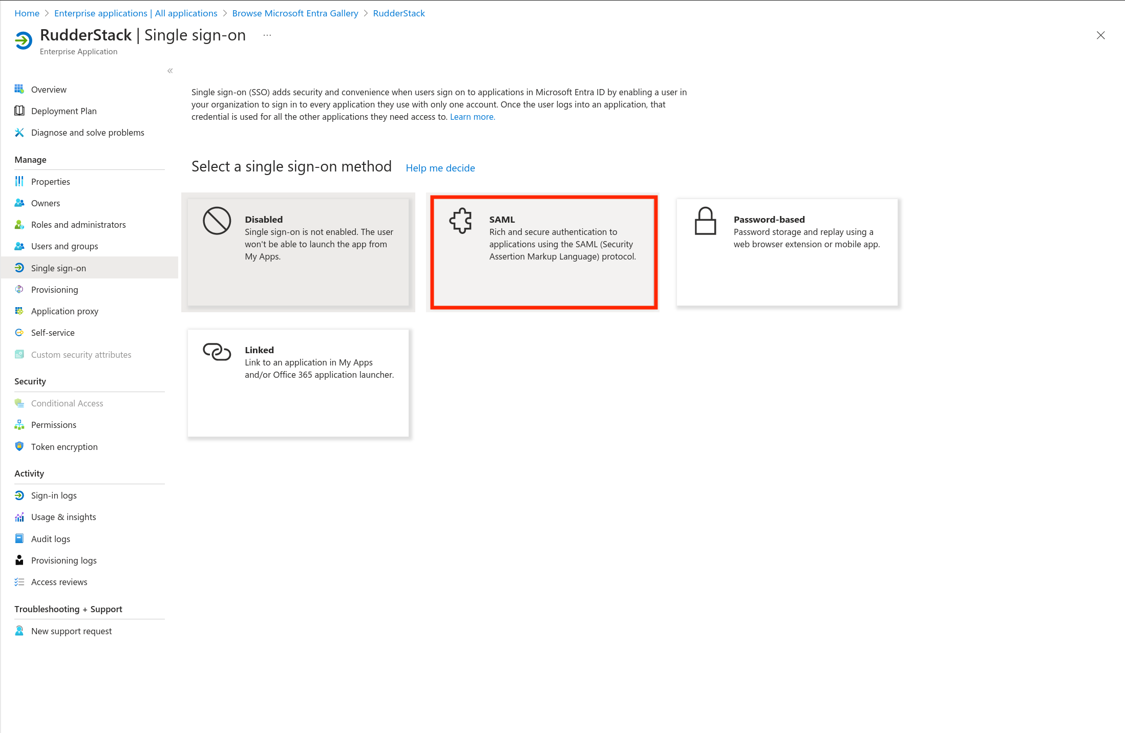 SAML SSO method