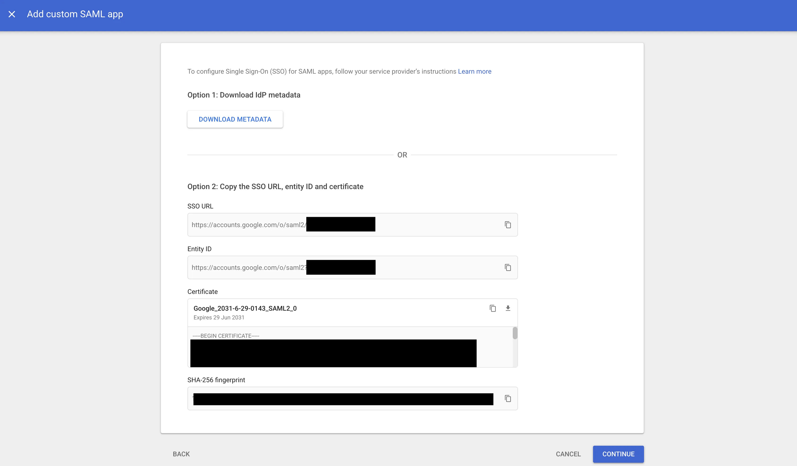 Google Identity Provider details