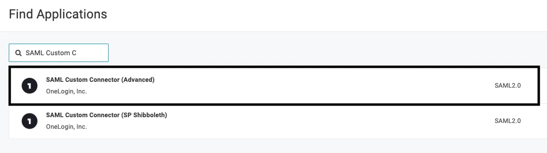 Select SAML Custom Connector option