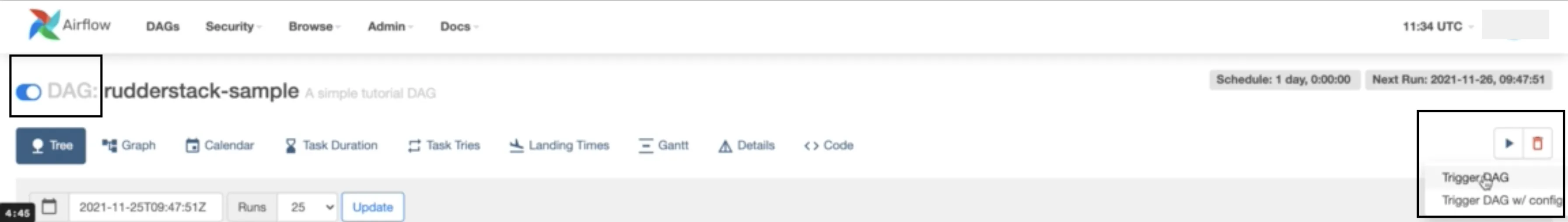 enabling Airflow DAG in dashboard