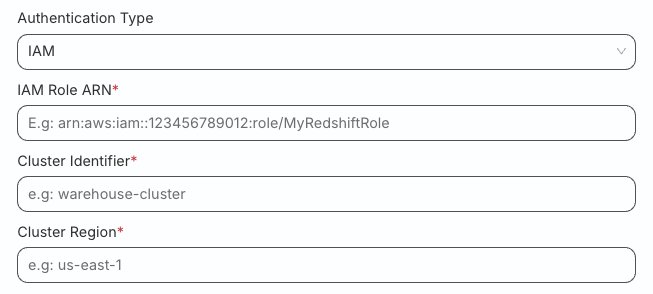 Setting up AWS IAM Role for Redshift source